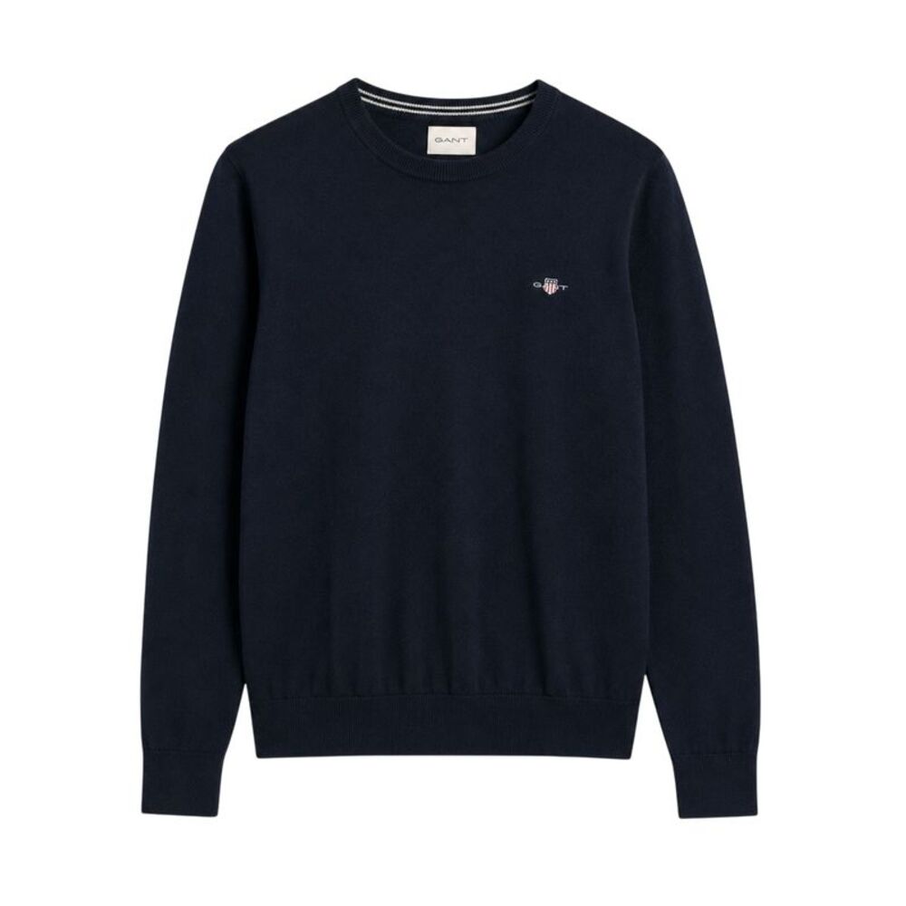 Gant Mens Cotton Crew Neck Sweater / Evening Blue